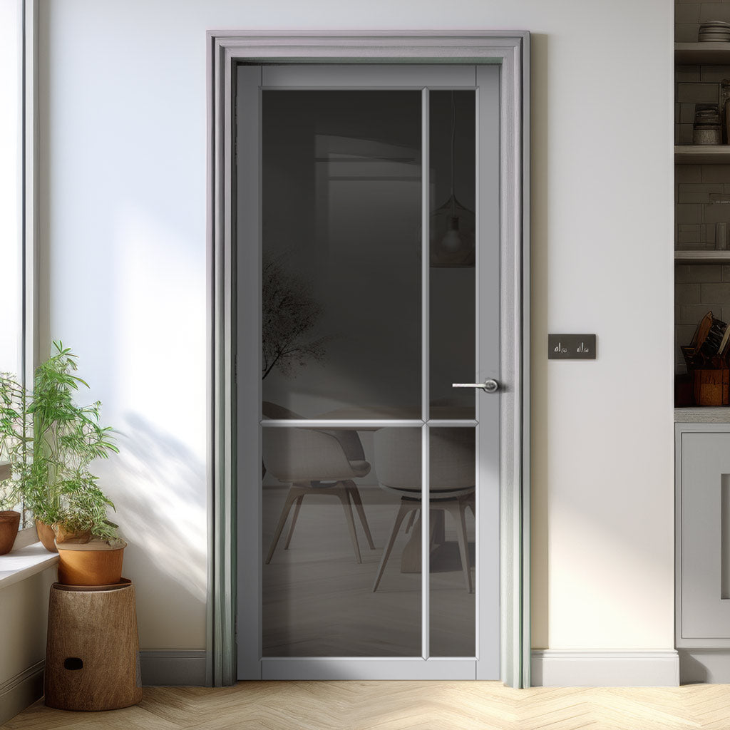 Lerens Solid Wood Internal Door UK Made DD0117T Tinted Glass - Mist Gr