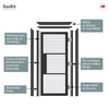 EasiKit Internal Door and Frame Kit - Tribeca 3 Pane Black Primed Internal Door - Clear Reeded Glass