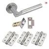 Turin Door Lever Handle Pack - 3 Radius Cornered Hinges - Satin Finish