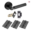 Turin Door Lever Handle Pack - 3 Square Hinges - Matt Black