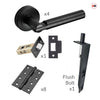 Turin Double Door Lever Handle Pack - 8 Square Hinges - Matt Black - Combo Handle and Accessory Pack