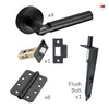 Turin Double Door Lever Handle Pack - 8 Radius Cornered Hinges - Matt Black - Combo Handle and Accessory Pack