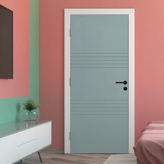 Image: V-Line® Grooved Flush Door V006 - Premium Primed - Six Colour Options