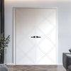 V-Line® Grooved Flush Door Pair V003 - Premium Primed - Six Colour Options