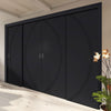 Four Sliding Minimal Wardrobe Doors & Frame Kit - V-Line® Grooved Flush Door V008 - Premium Primed - Six Colour Options