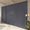 Four Sliding Minimal Wardrobe Doors & Frame Kit - V-Line® Grooved Flush Door V008 - Premium Primed - Six Colour Options