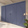 Four Sliding Minimal Wardrobe Doors & Frame Kit - V-Line® Grooved Flush Door V008 - Premium Primed - Six Colour Options