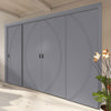 Four Sliding Maximal Wardrobe Doors & Frame Kit - V-Line® Grooved Flush Door V008 - Premium Primed - Six Colour Options