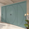 Four Sliding Minimal Wardrobe Doors & Frame Kit - V-Line® Grooved Flush Door V008 - Premium Primed - Six Colour Options