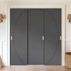 Three Sliding Minimal Wardrobe Doors & Frame Kit - V-Line® Grooved Flush Door V008/BL - Premium Primed - Six Colour Options