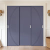 Three Sliding Minimal Wardrobe Doors & Frame Kit - V-Line® Grooved Flush Door V008/BL - Premium Primed - Six Colour Options