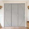 Three Sliding Minimal Wardrobe Doors & Frame Kit - V-Line® Grooved Flush Door V008/BL - Premium Primed - Six Colour Options