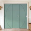 Three Sliding Minimal Wardrobe Doors & Frame Kit - V-Line® Grooved Flush Door V008/BL - Premium Primed - Six Colour Options