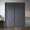 Two Sliding Maximal Wardrobe Doors & Frame Kit - V-Line® Grooved Flush Door V008 - Premium Primed - Six Colour Options