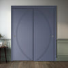 Two Sliding Maximal Wardrobe Doors & Frame Kit - V-Line® Grooved Flush Door V008 - Premium Primed - Six Colour Options