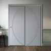 Two Sliding Maximal Wardrobe Doors & Frame Kit - V-Line® Grooved Flush Door V008 - Premium Primed - Six Colour Options