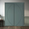 Two Sliding Maximal Wardrobe Doors & Frame Kit - V-Line® Grooved Flush Door V008 - Premium Primed - Six Colour Options