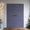 V-Line® Grooved Flush Door Pair V011 - Premium Primed - Six Colour Options