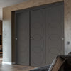 Three Sliding Maximal Wardrobe Doors & Frame Kit - V-Line® Grooved Flush Door V011 - Premium Primed - Six Colour Options