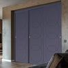 Three Sliding Minimal Wardrobe Doors & Frame Kit - V-Line® Grooved Flush Door V011 - Premium Primed - Six Colour Options