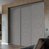 Three Sliding Maximal Wardrobe Doors & Frame Kit - V-Line® Grooved Flush Door V011 - Premium Primed - Six Colour Options