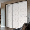 Three Sliding Minimal Wardrobe Doors & Frame Kit - V-Line® Grooved Flush Door V011 - Premium Primed - Six Colour Options