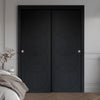 Two Sliding Maximal Wardrobe Doors & Frame Kit - V-Line® Grooved Flush Door V011 - Premium Primed - Six Colour Options