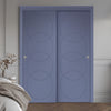 Two Sliding Maximal Wardrobe Doors & Frame Kit - V-Line® Grooved Flush Door V011 - Premium Primed - Six Colour Options