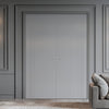 V-Line® Grooved Flush Door Pair V018 - Premium Primed - Six Colour Options