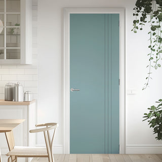 Image: V-Line® Grooved Flush Door V018 - Premium Primed - Six Colour Options