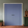 V-Line® Grooved Flush Door Pair V019 - Premium Primed - Six Colour Options