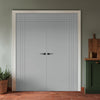 V-Line® Grooved Flush Door Pair V019 - Premium Primed - Six Colour Options