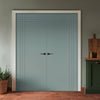 V-Line® Grooved Flush Door Pair V019 - Premium Primed - Six Colour Options