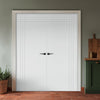 V-Line® Grooved Flush Door Pair V019 - Premium Primed - Six Colour Options