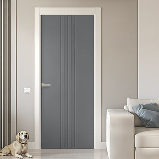 Image: V-Line® Grooved Flush Door V021 - Premium Primed - Six Colour Options