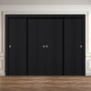 Four Sliding Minimal Wardrobe Doors & Frame Kit - V-Line® Grooved Flush Door V021 - Premium Primed - Six Colour Options