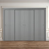 Four Sliding Minimal Wardrobe Doors & Frame Kit - V-Line® Grooved Flush Door V021 - Premium Primed - Six Colour Options