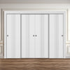 Four Sliding Minimal Wardrobe Doors & Frame Kit - V-Line® Grooved Flush Door V021 - Premium Primed - Six Colour Options