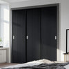 Three Sliding Minimal Wardrobe Doors & Frame Kit - V-Line® Grooved Flush Door V021 - Premium Primed - Six Colour Options