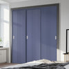 Three Sliding Maximal Wardrobe Doors & Frame Kit - V-Line® Grooved Flush Door V021 - Premium Primed - Six Colour Options