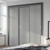 Three Sliding Maximal Wardrobe Doors & Frame Kit - V-Line® Grooved Flush Door V021 - Premium Primed - Six Colour Options