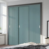 Three Sliding Maximal Wardrobe Doors & Frame Kit - V-Line® Grooved Flush Door V021 - Premium Primed - Six Colour Options