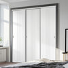 Three Sliding Maximal Wardrobe Doors & Frame Kit - V-Line® Grooved Flush Door V021 - Premium Primed - Six Colour Options