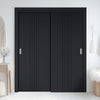 Two Sliding Maximal Wardrobe Doors & Frame Kit - V-Line® Grooved Flush Door V021 - Premium Primed - Six Colour Options