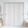 Two Sliding Maximal Wardrobe Doors & Frame Kit - V-Line® Grooved Flush Door V021 - Premium Primed - Six Colour Options