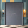 V-Line® Grooved Flush Door Pair V022 - Premium Primed - Six Colour Options