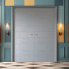 V-Line® Grooved Flush Door Pair V022 - Premium Primed - Six Colour Options