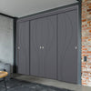 Four Sliding Maximal Wardrobe Doors & Frame Kit - V-Line® Grooved Flush Door V025 - Premium Primed - Six Colour Options