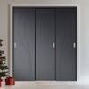 Three Sliding Maximal Wardrobe Doors & Frame Kit - V-Line® Grooved Flush Door V025/BL - Premium Primed - Six Colour Options