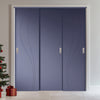 Three Sliding Maximal Wardrobe Doors & Frame Kit - V-Line® Grooved Flush Door V025/BL - Premium Primed - Six Colour Options